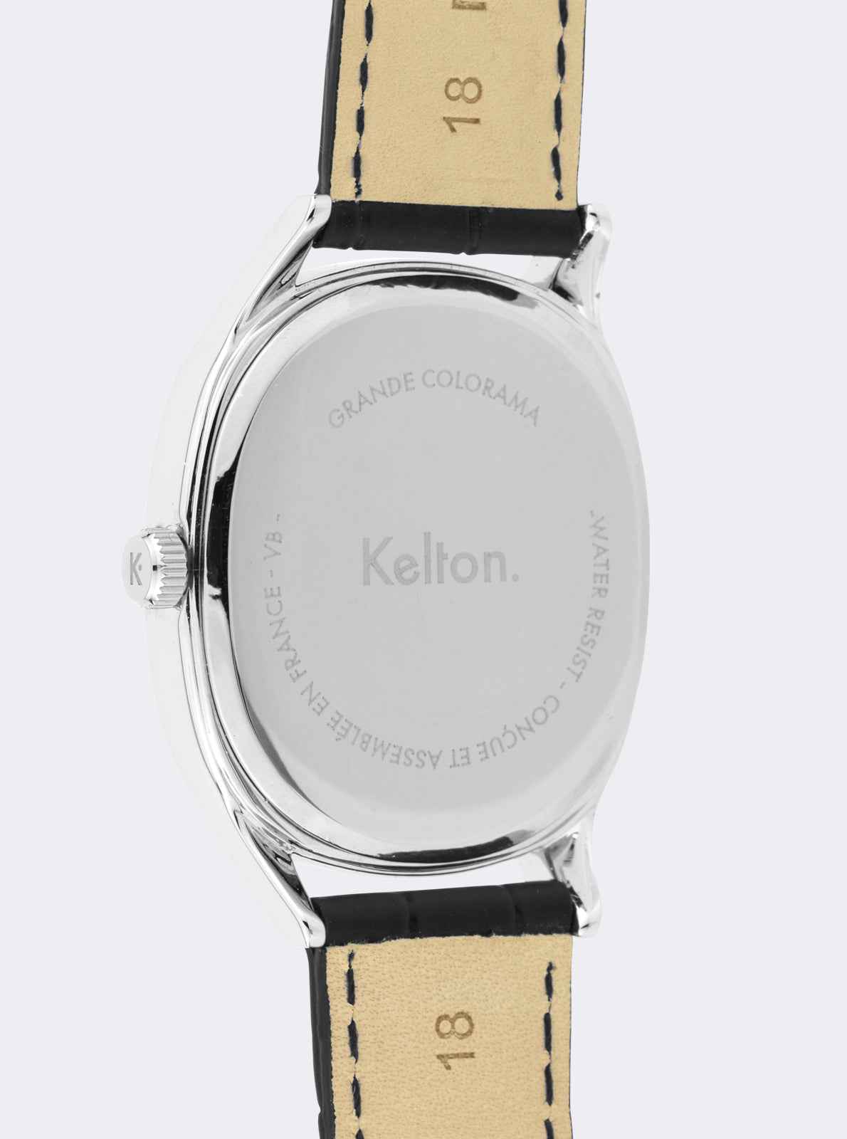 kelton-grande-colorama-noire-montre-35mm-date-acier image 4