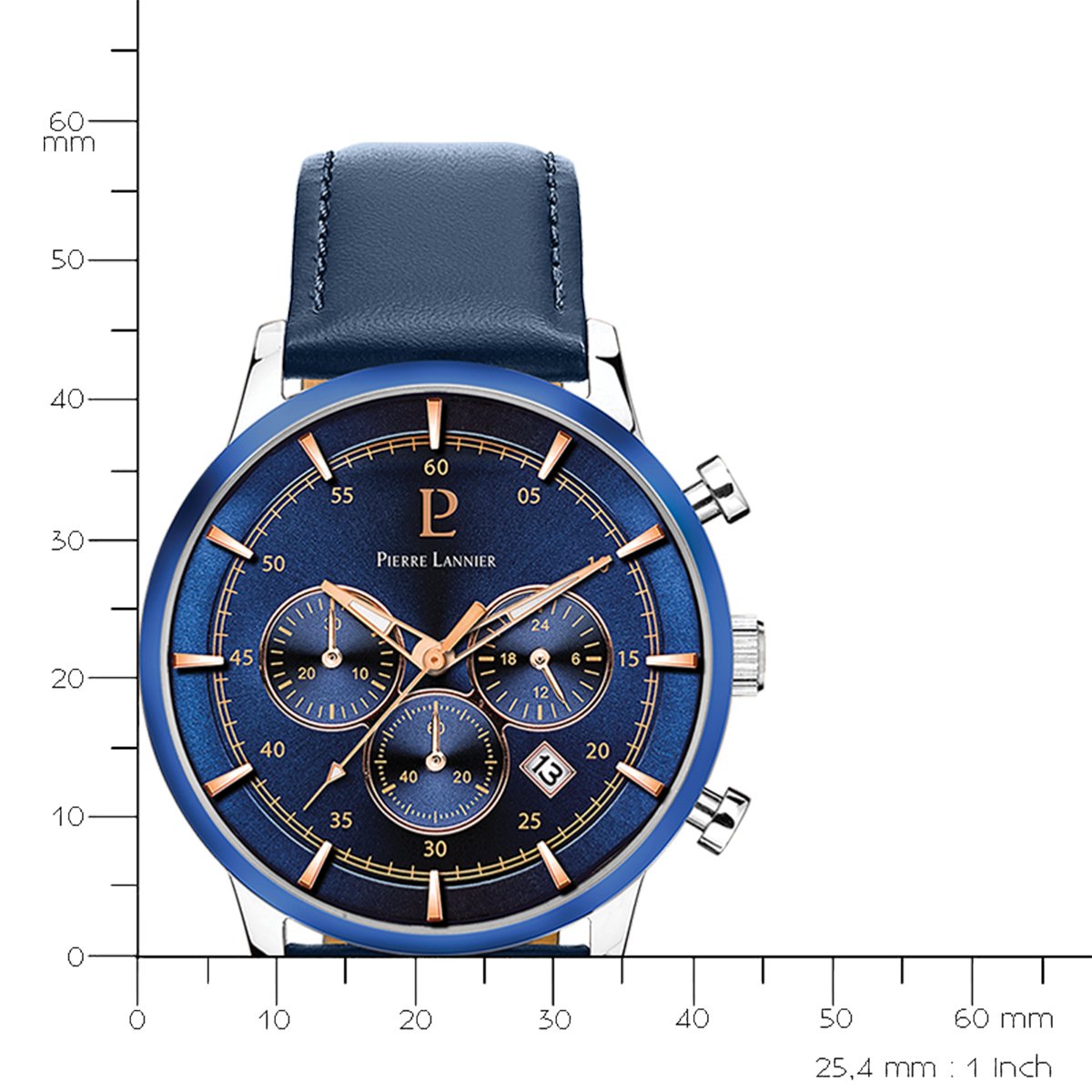 pierre-lannier-essential-224g166-montre-homme-bleue-43-mm-cuir-bleu image 4