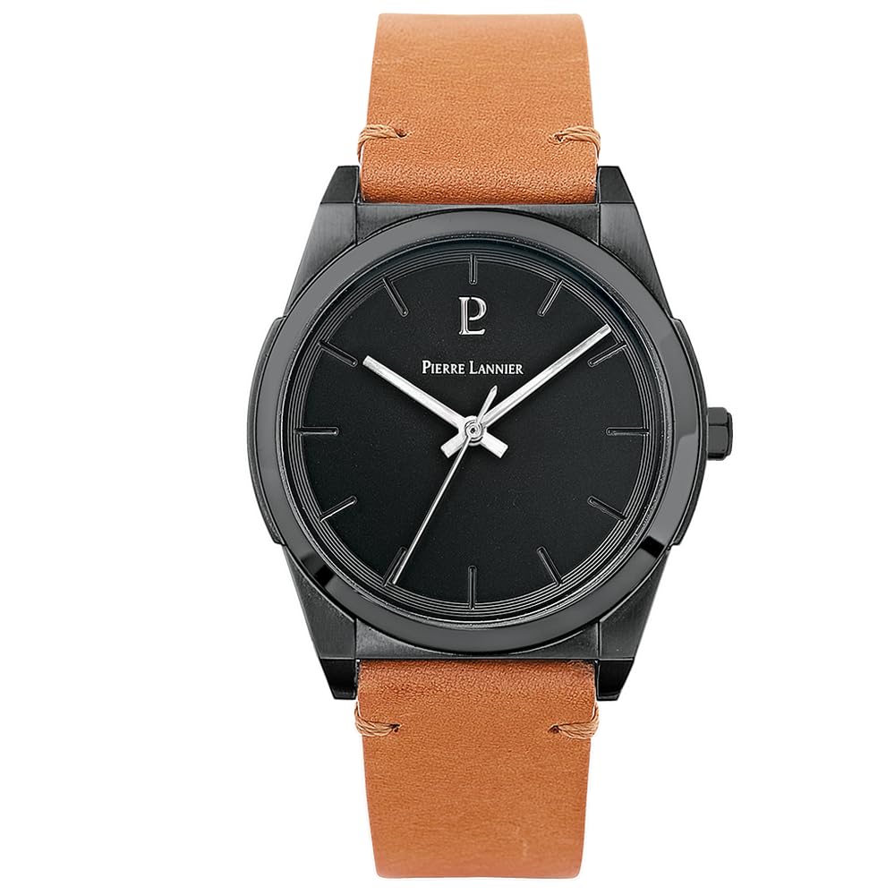 pierre-lannier-214k434-homme-analogique-quartz-bracelet-cuir-noir image 1
