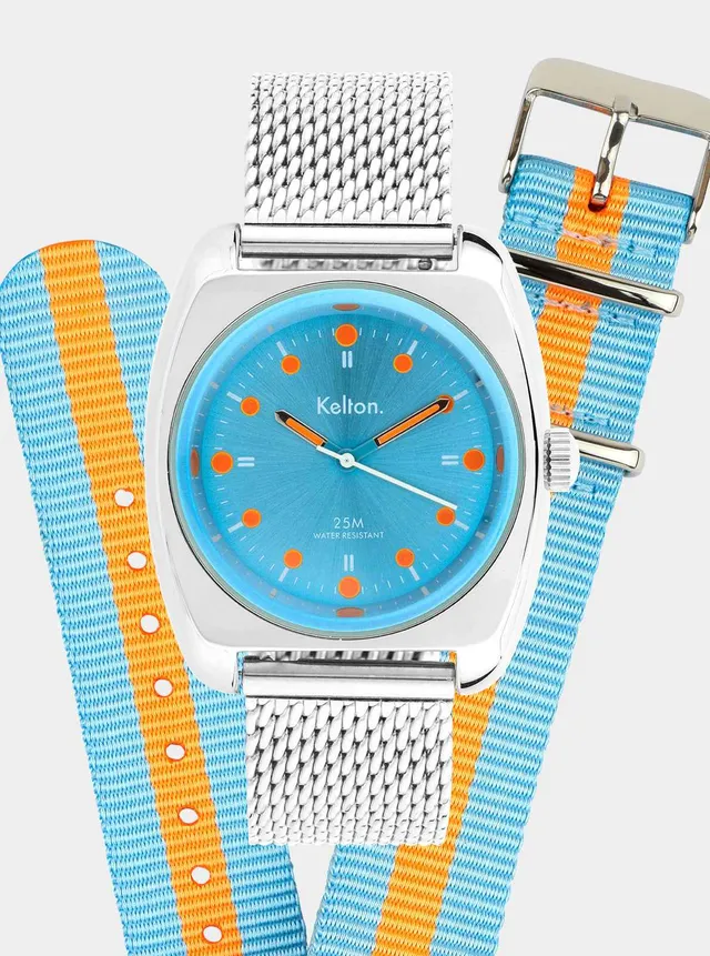 kelton-rc2-blue-orange-coffret-montre-mesh-bracelet-nato-offert image 1