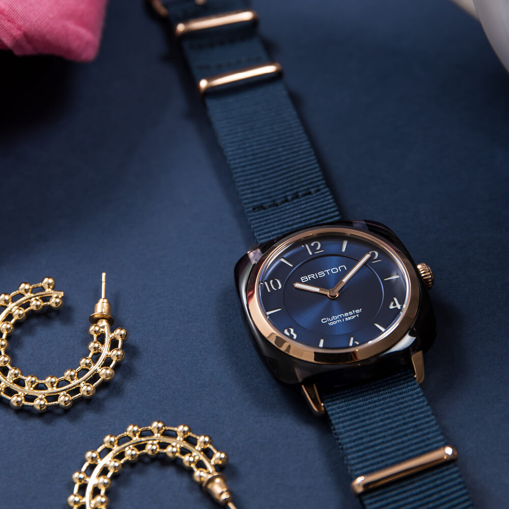 briston-clubmaster-chic-hm-36-mm-or-rose-bleu-nuit image 2