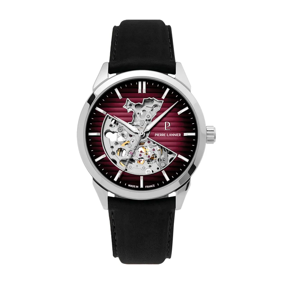 pierre-lannier-automatique-monarck-montre-automatic-43-mm-acier-cuir-5-atm image 1
