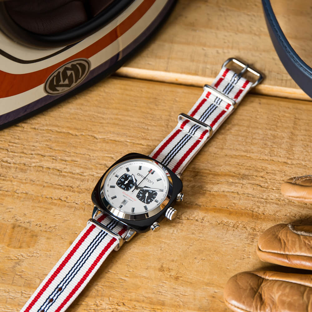 briston-clubmaster-classic-bracelet-type-nato-20-mm-beige-rouge-bleu image 3