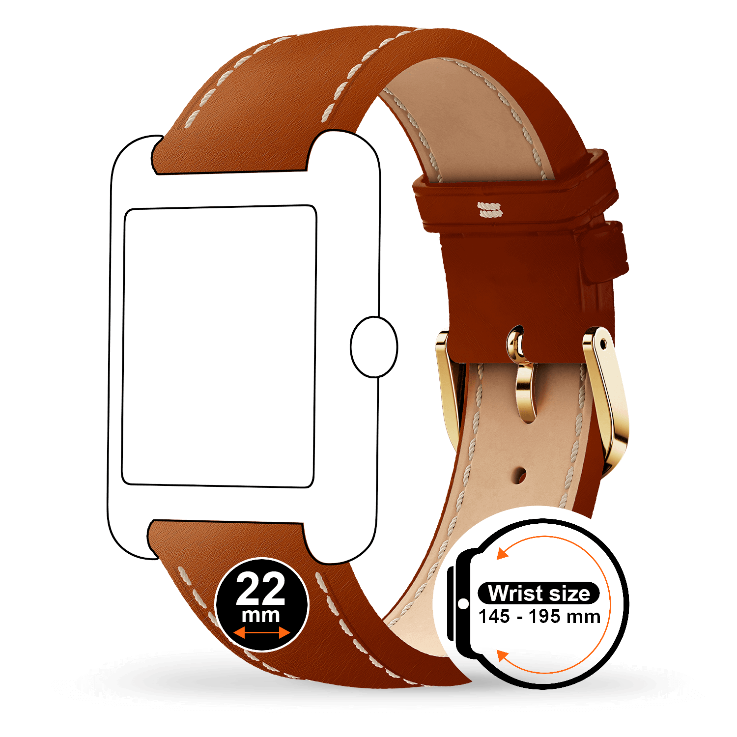 ice-watch-band-leather-22mm-bracelet-cuir-camel-boucle-dor-e-pour-ice-smart-tks- image 2