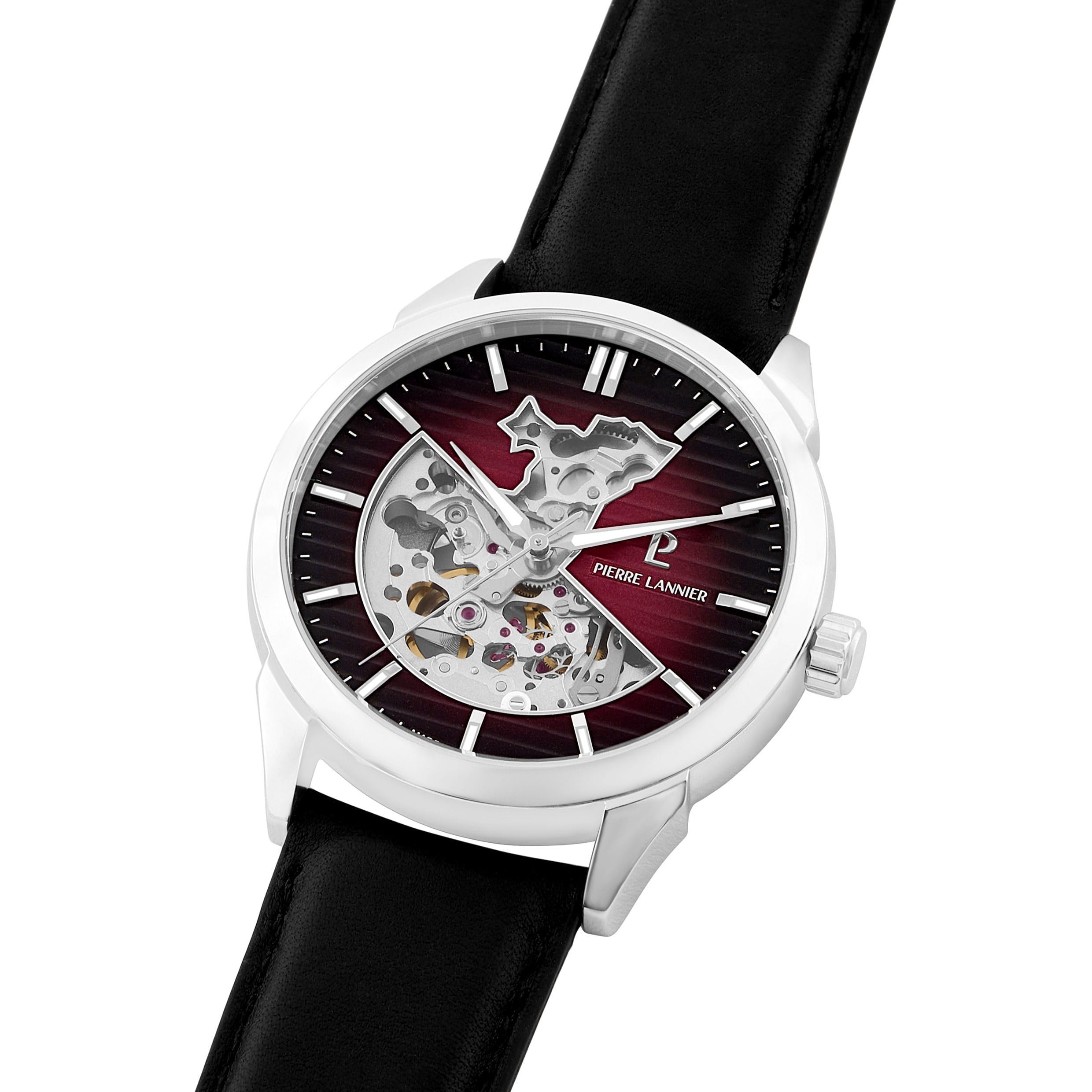 pierre-lannier-automatique-monarck-montre-automatic-43-mm-acier-cuir-5-atm image 2