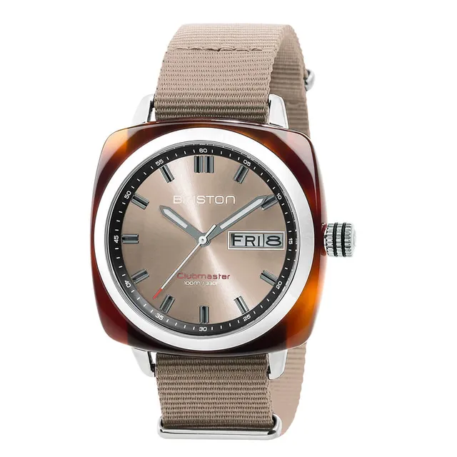 briston-clubmaster-sport-hms-42-mm-gris-taupe-quartz-miyota-acier-et-ac-tate image 1