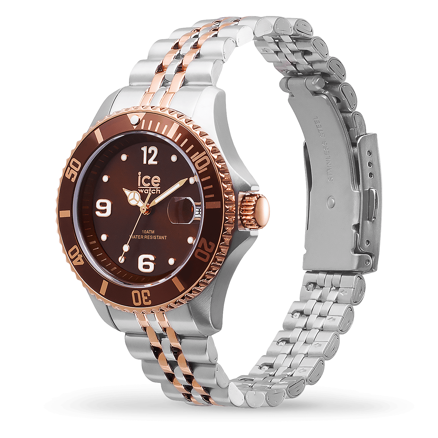 ice-watch-ice-steel-silver-rose-gold-cadran-chocolat-montre-acier image 2