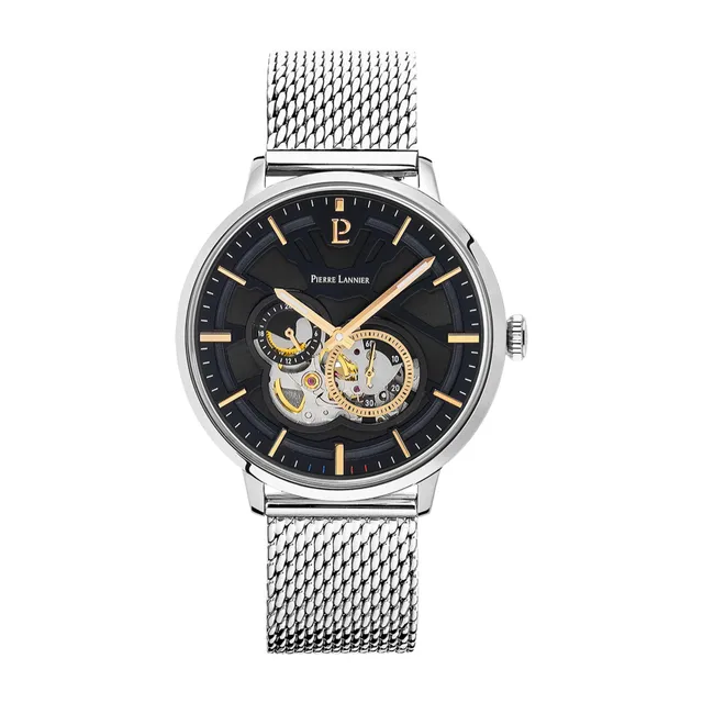 pierre-lannier-trio-automatique-montre-homme-acier-noir-42-mm-5-atm image 1