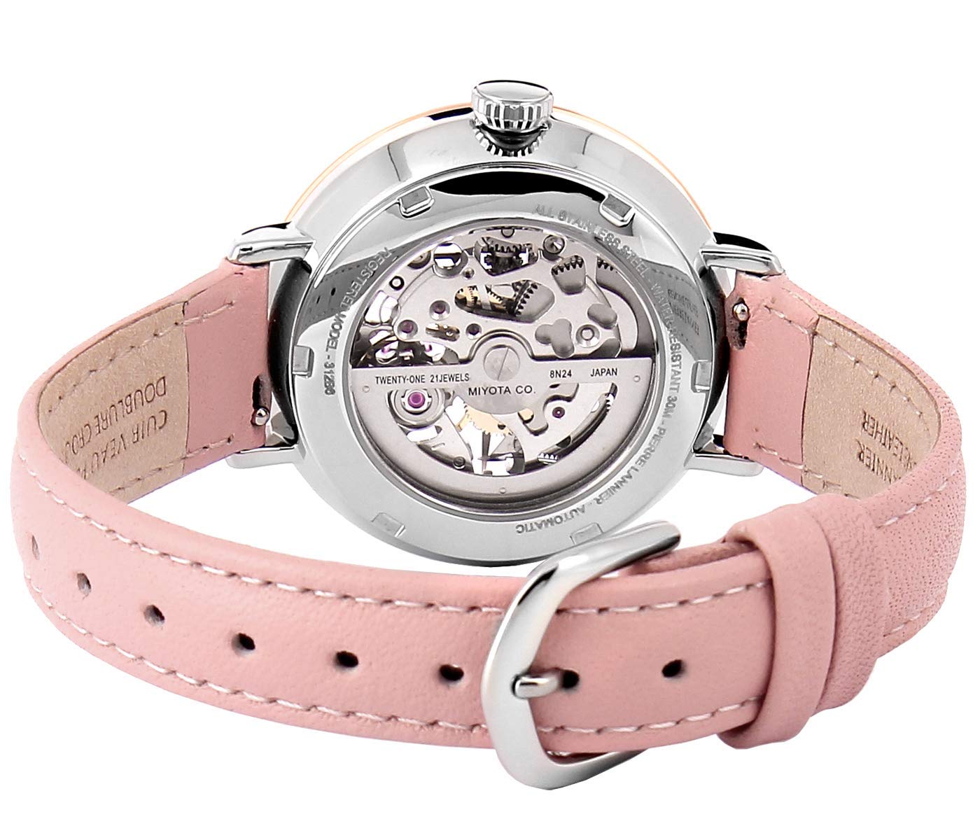 pierre-lannier-312b625-montre-femme-automatique-35-mm-bracelet-cuir-rose image 4