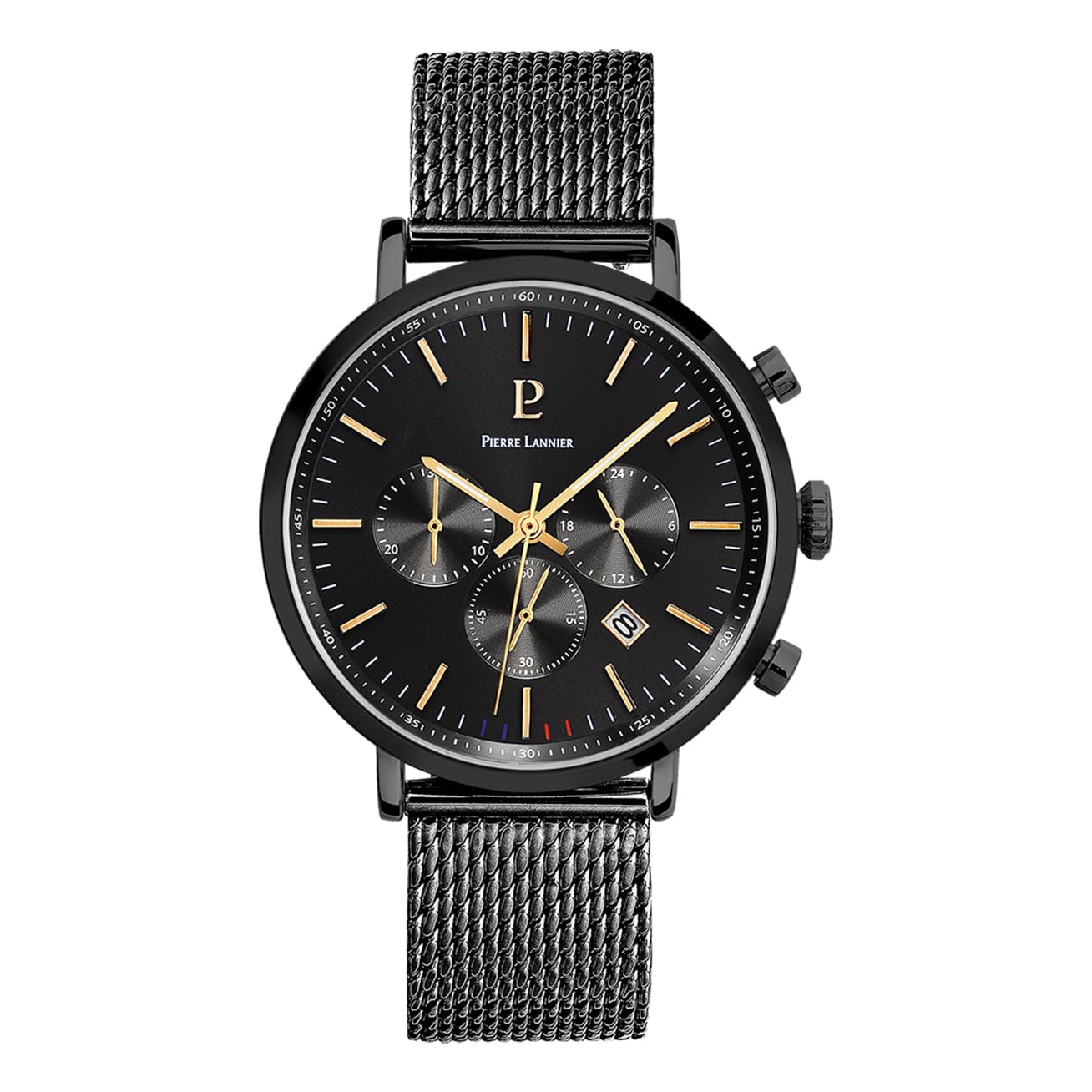 pierre-lannier-essential-222g439-montre-homme-43-mm-cadran-noir-bracelet-acier-n image 1