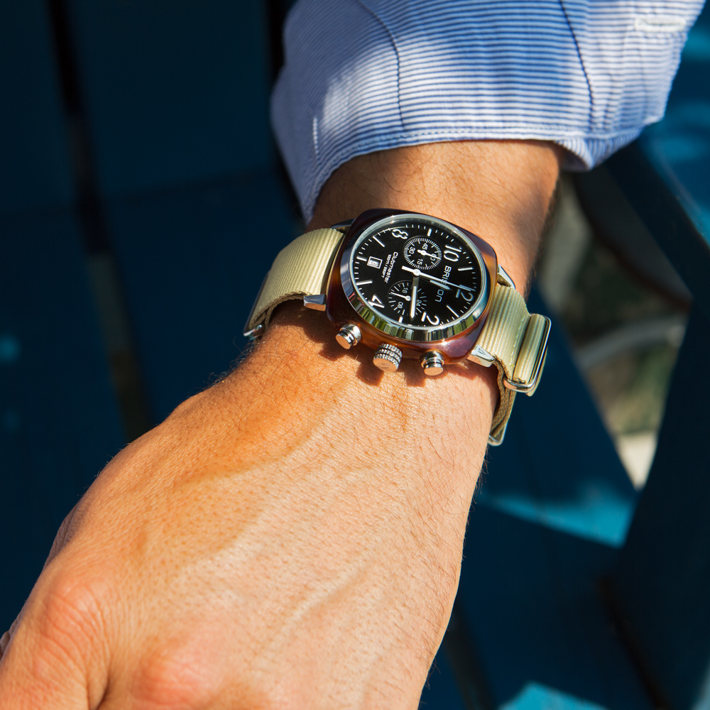 briston-clubmaster-classic-chrono-40-mm-quartz-noir-kaki-acier image 2
