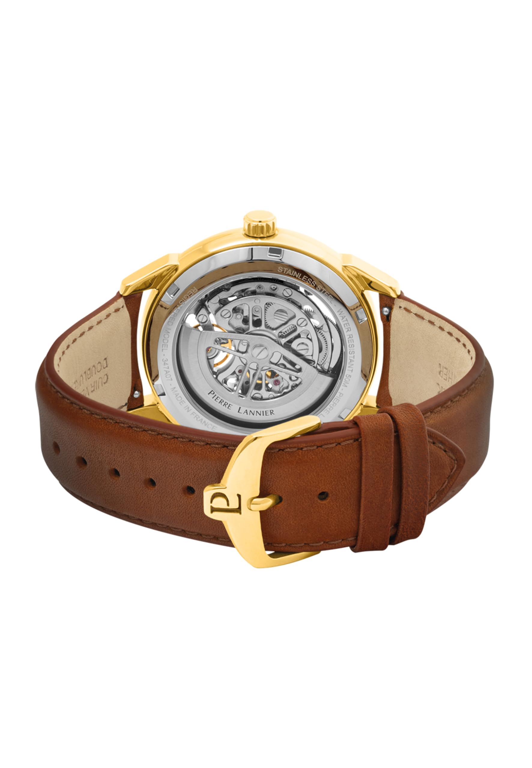 pierre-lannier-monarck-montre-automatique-homme-43-mm-acier-et-cuir-5-atm image 3