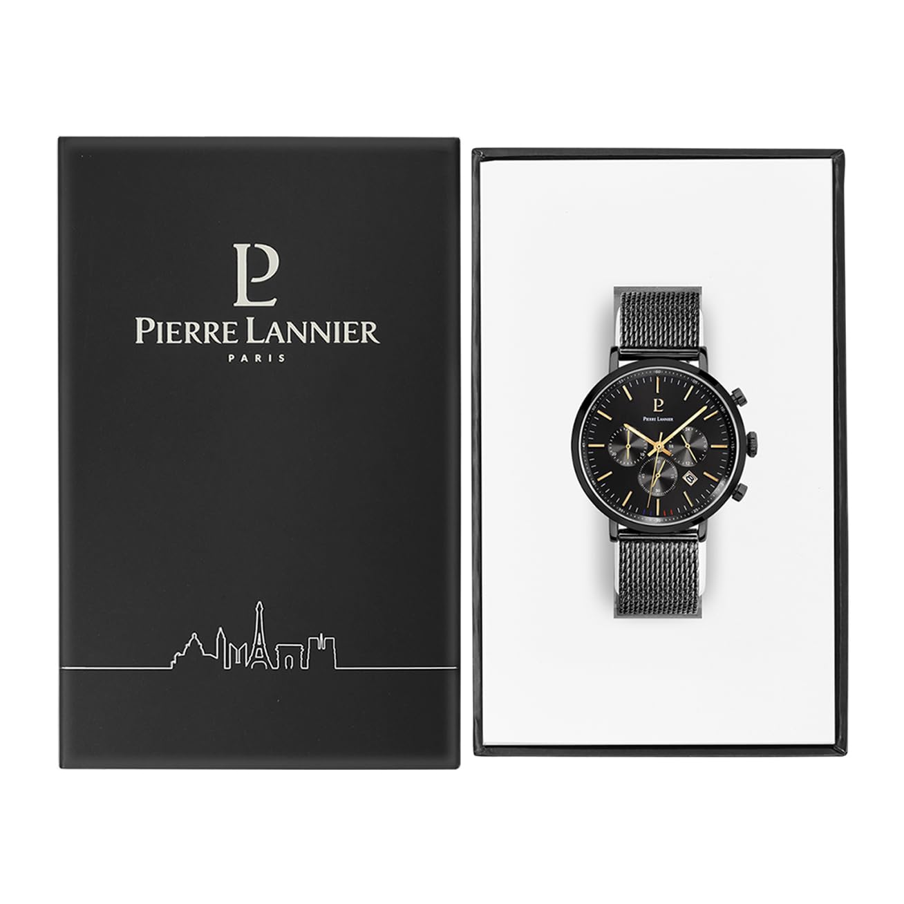 pierre-lannier-essential-222g439-montre-homme-43-mm-cadran-noir-bracelet-acier-n image 5