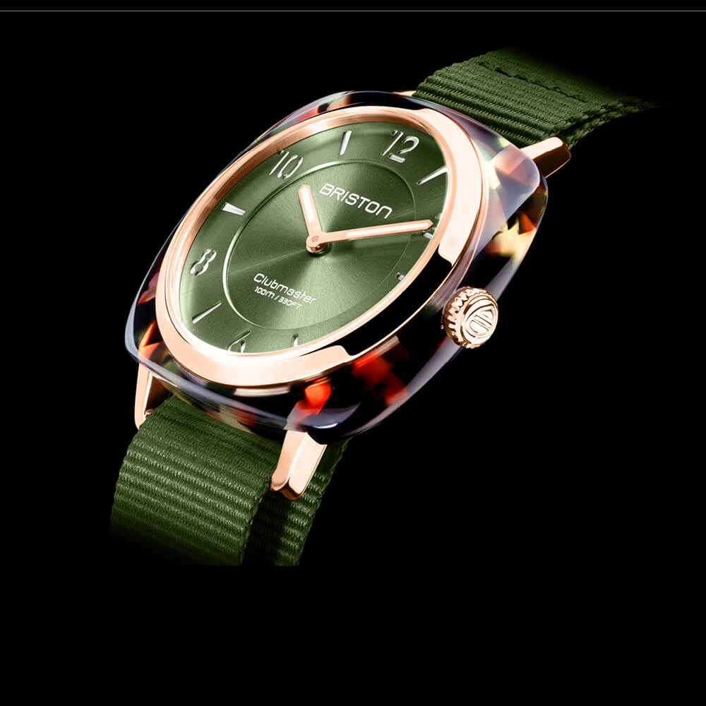 briston-clubmaster-chic-hm-36-mm-or-rose-vert-olive image 3