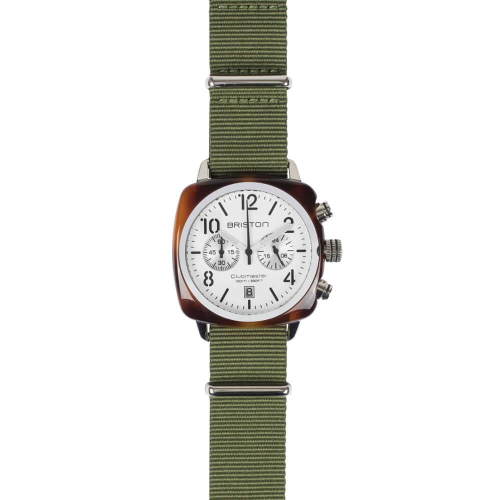 briston-clubmaster-classic-chrono-quartz-40-mm-blanc-vert-militaire image 3