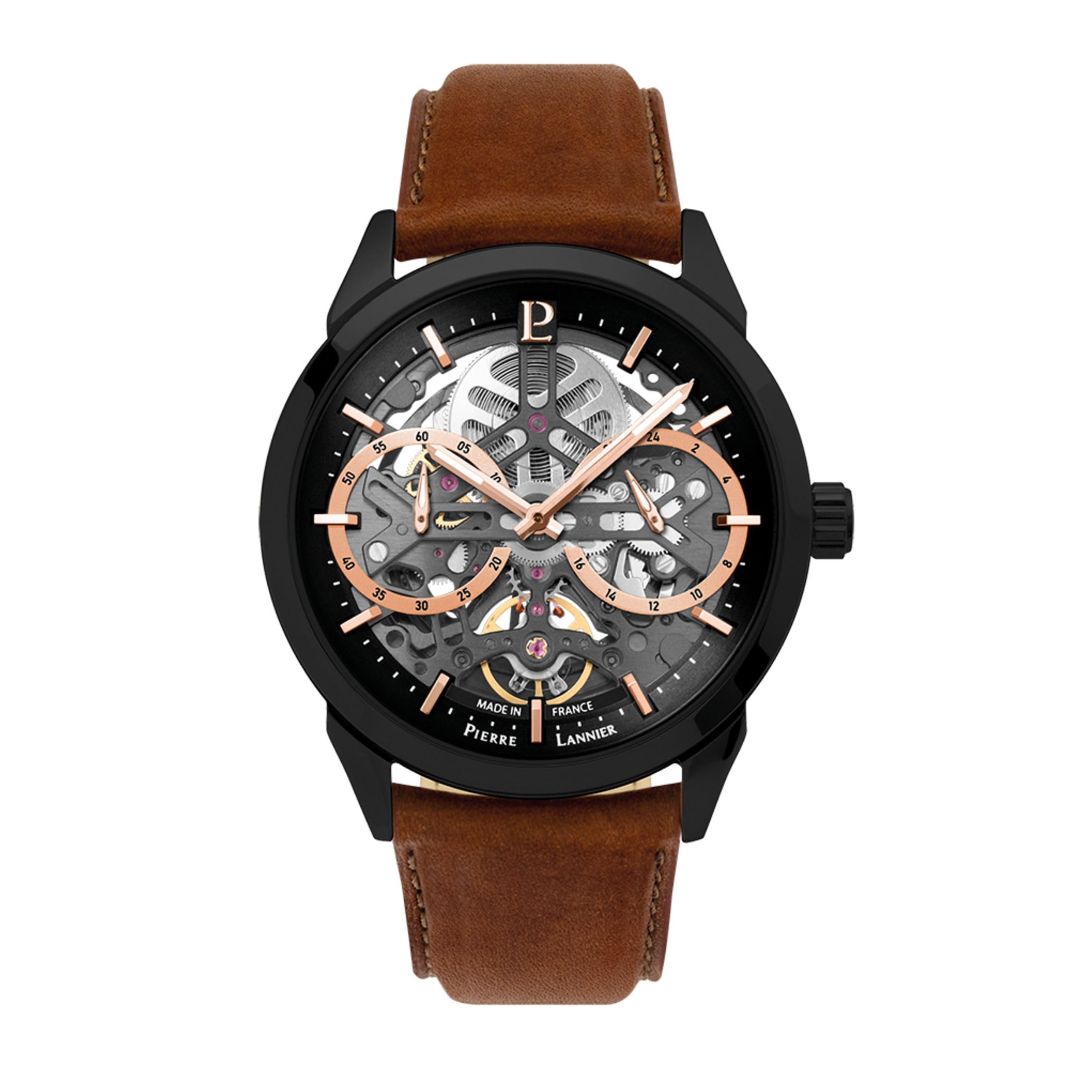 pierre-lannier-monarck-montre-automatique-43-mm-acier-inoxydable-noir image 1