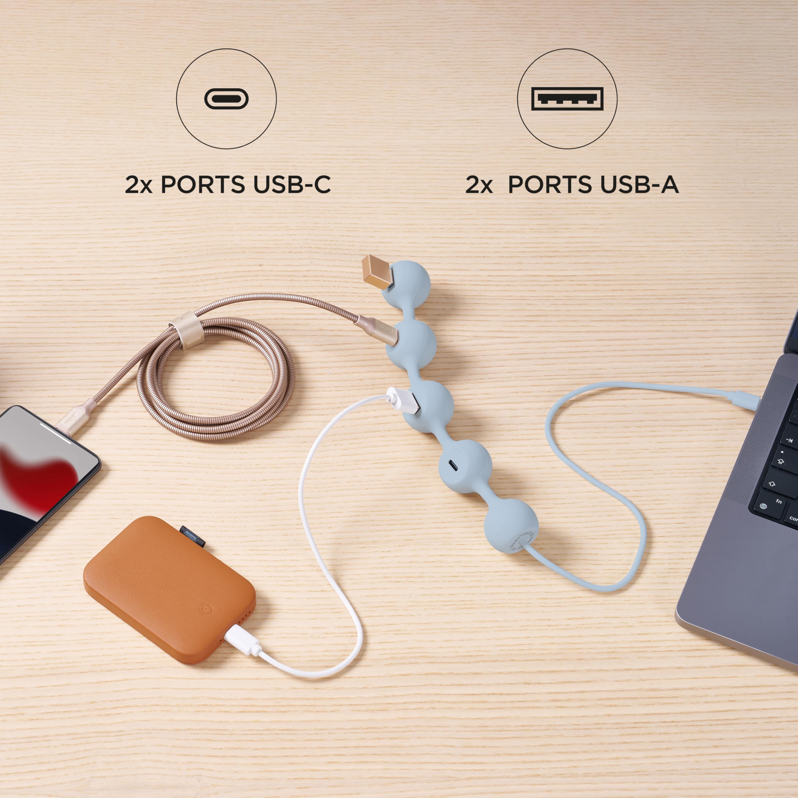 lexon-peas-hub-c-adaptateur-usb-c-multiport-4-ports-2x-usb-a-2x-usb-c image 4