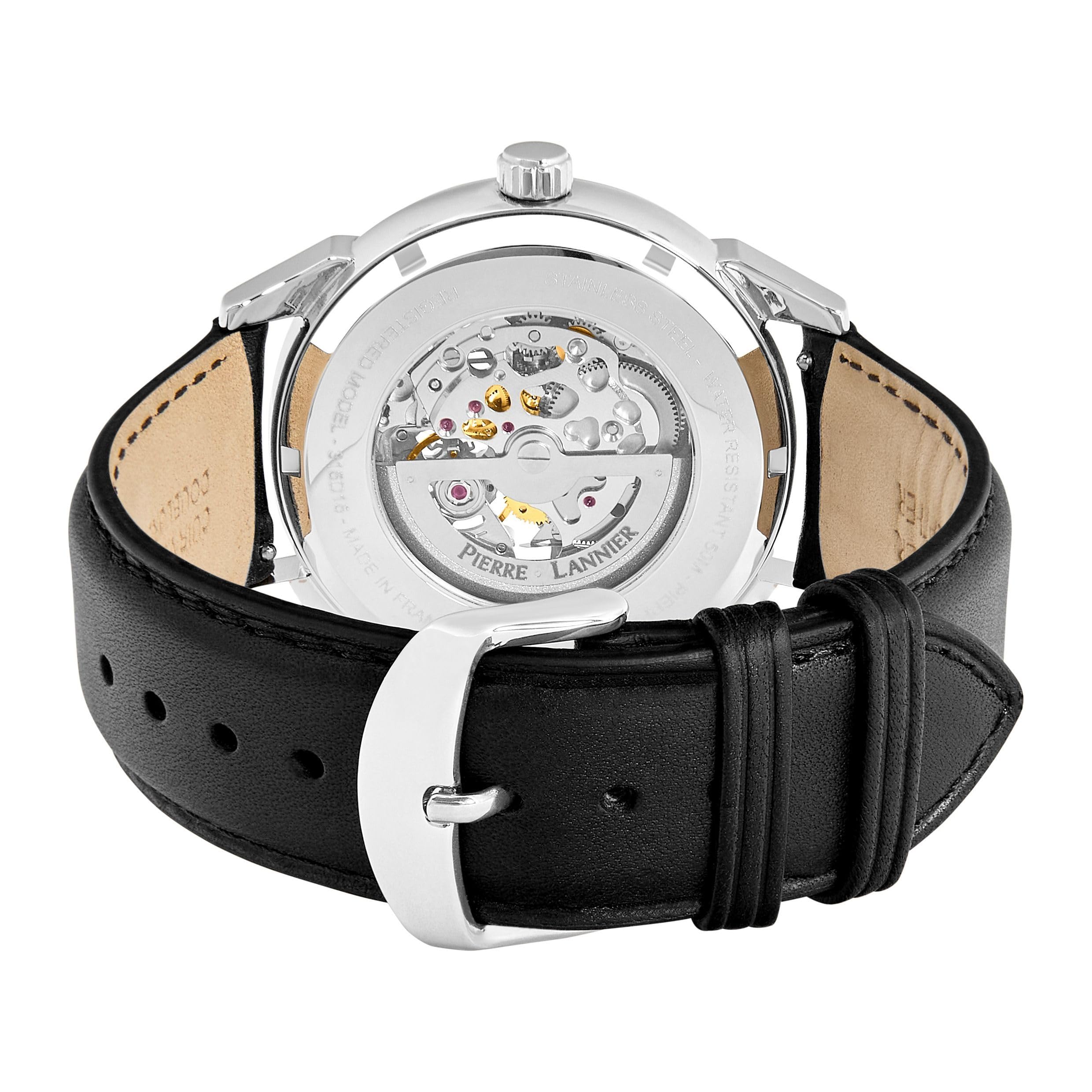 pierre-lannier-automatique-monarck-montre-automatic-43-mm-acier-cuir-5-atm image 4