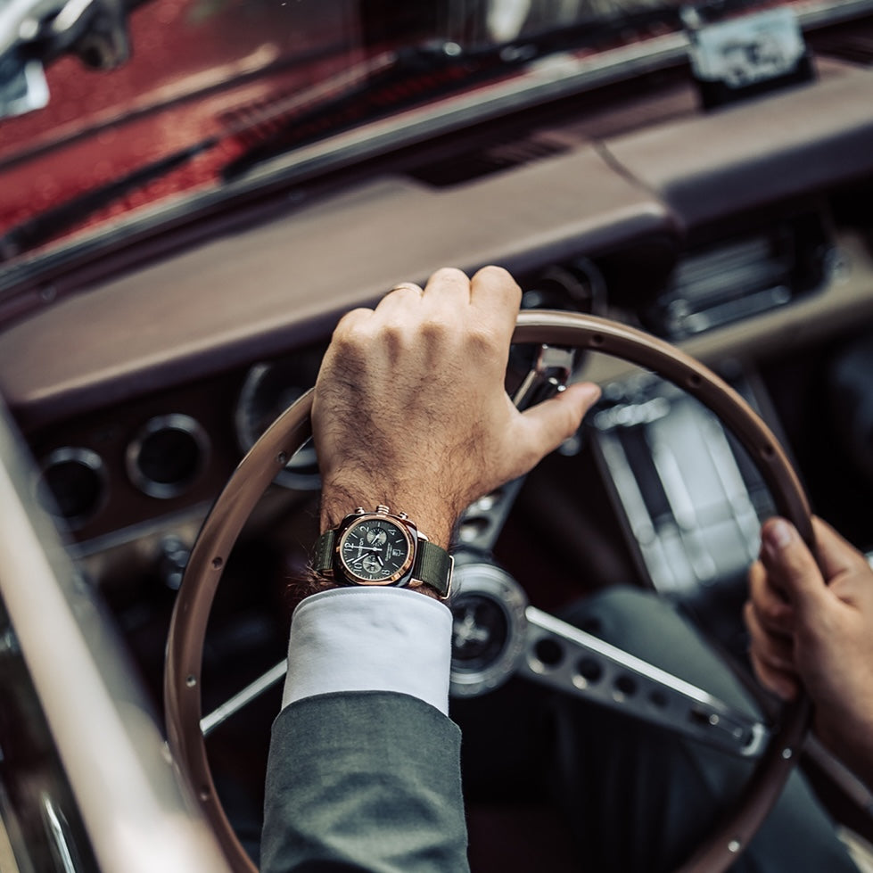 briston-clubmaster-classic-chronographe-40-mm-rose-gold-vert-olive image 2