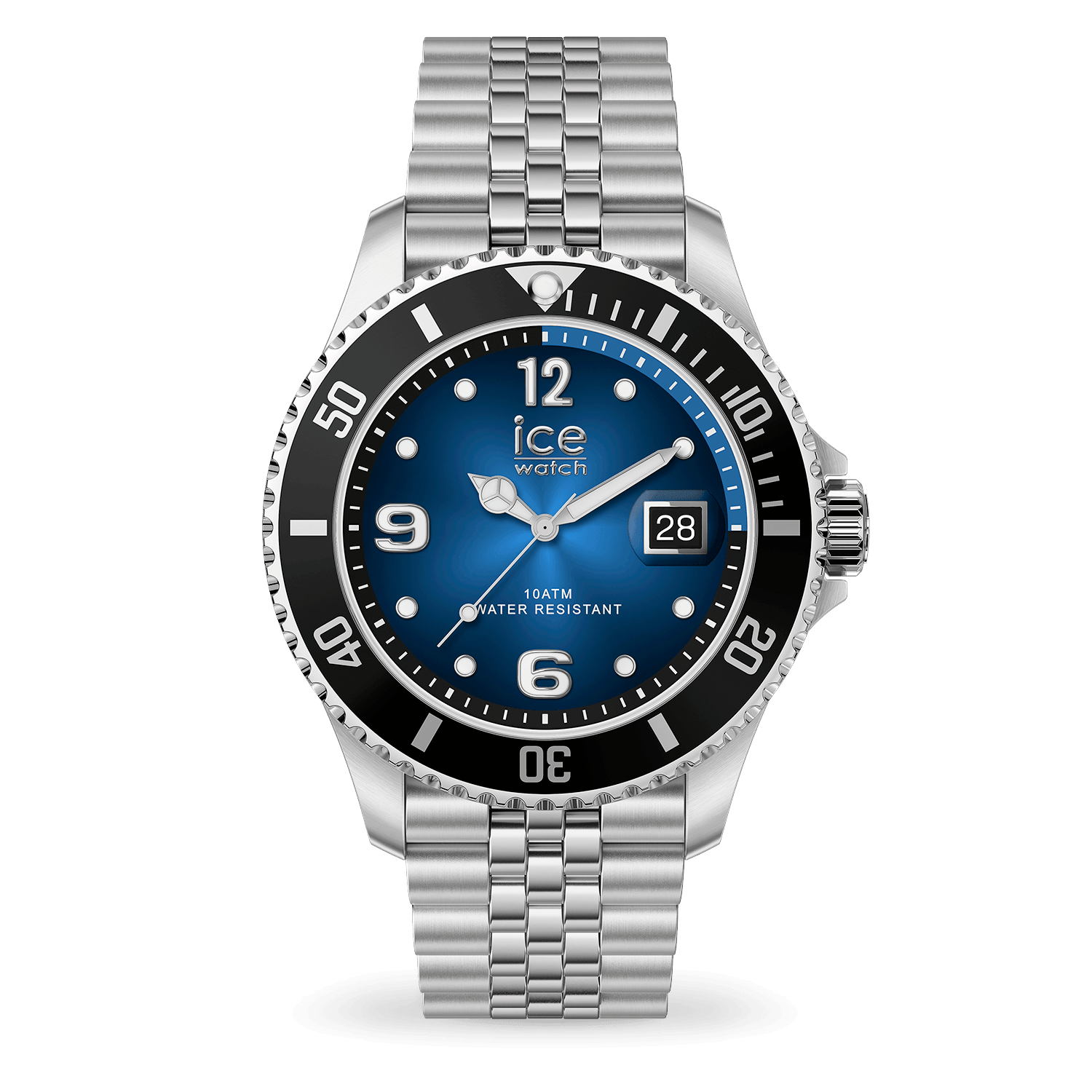 ice-watch-ice-steel-silver-montre-homme-acier-lunette-noire-cadran-bleu image 1