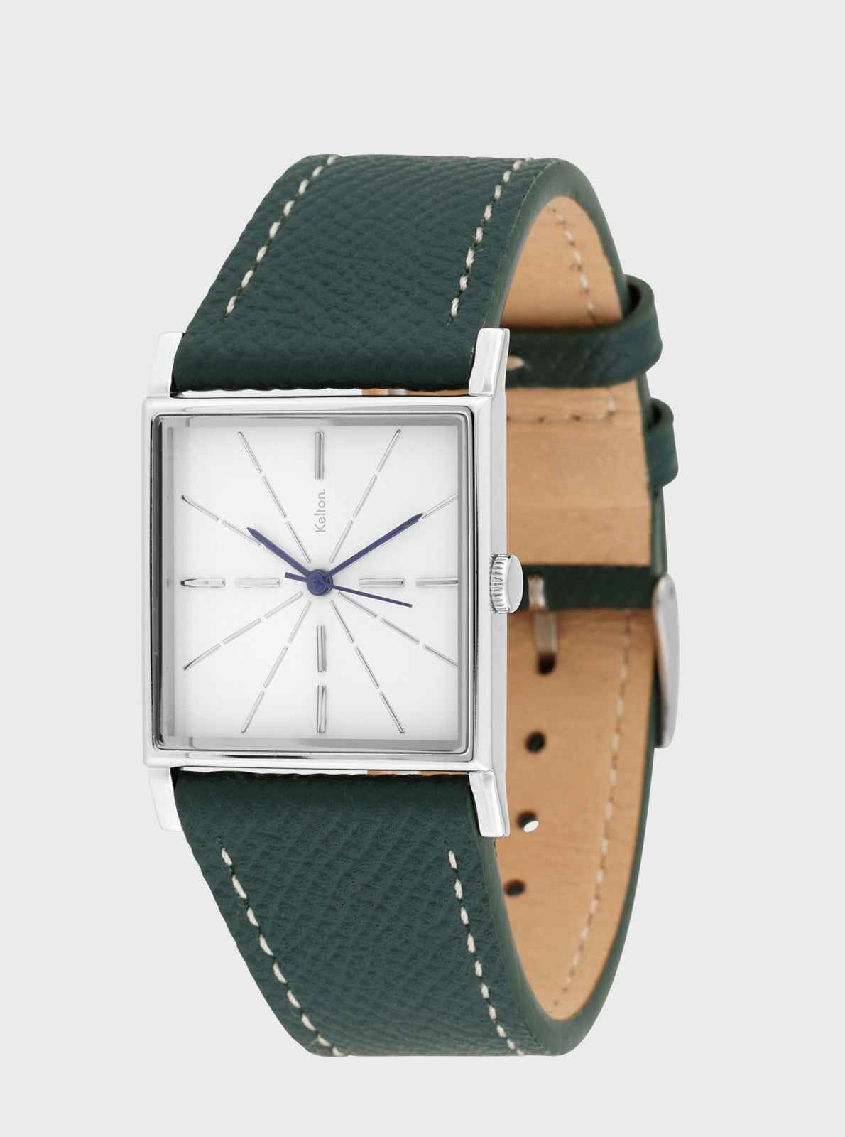 kelton-astre-montre-carr-e-argent-bracelet-epsom-green image 2
