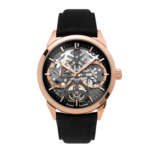 pierre-lannier-monarck-montre-automatique-homme-43-mm-acier-cuir-5-atm image 1