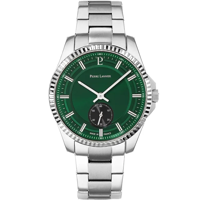 pierre-lannier-m-tropolitain-246g171-montre-homme-acier-cadran-vert image 1