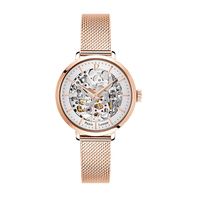 pierre-lannier-313b928-montre-femme-automatique-acier-rose-35-mm image 1