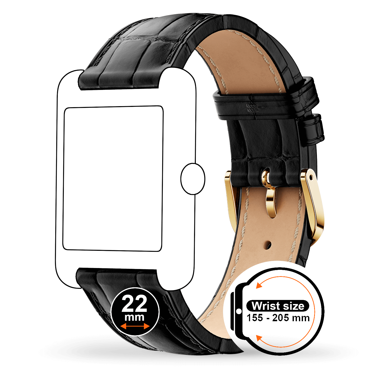 ice-watch-bracelet-cuir-noir-effet-croco-22mm-pour-ice-smart-tks-2-0 image 2