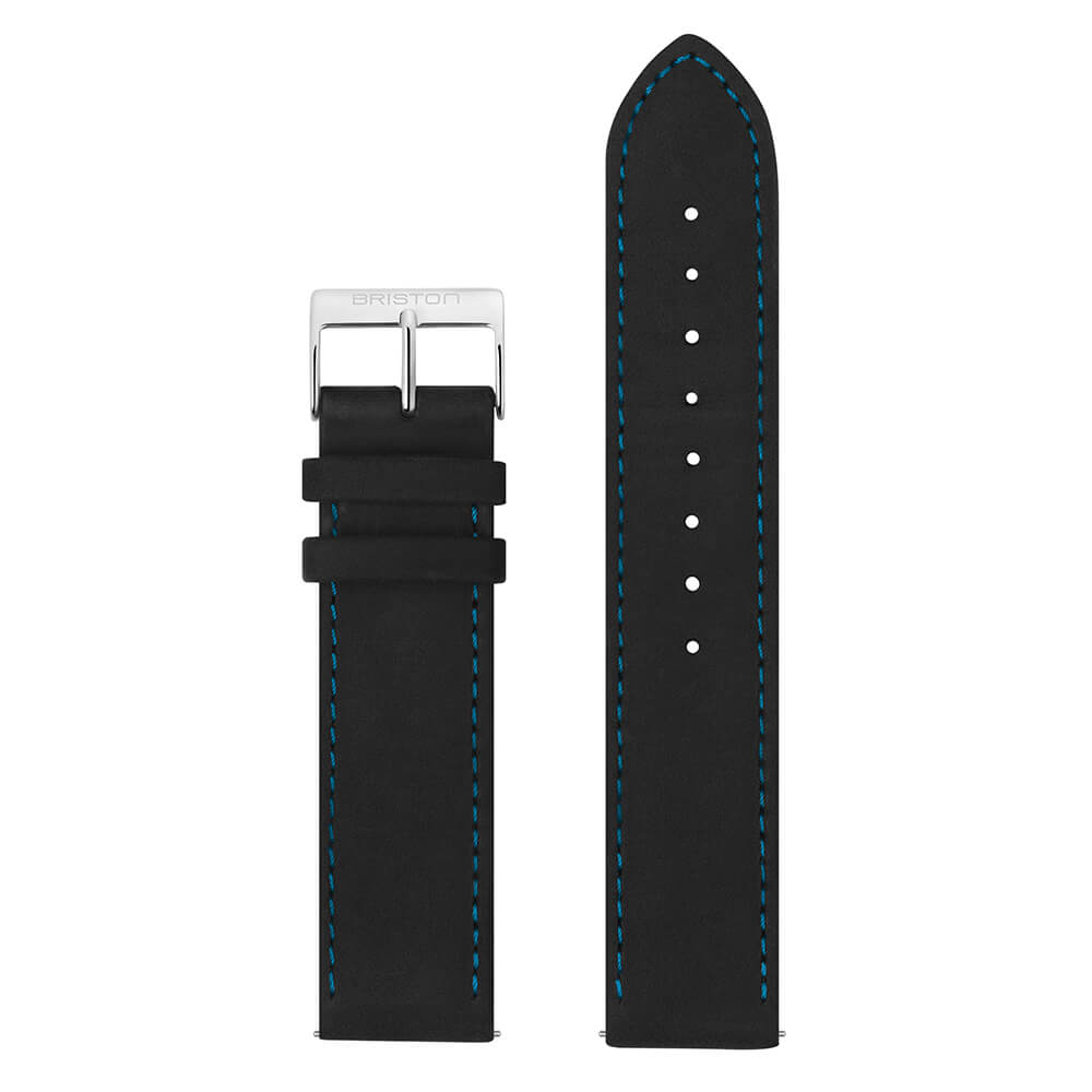 briston-clubmaster-classic-bracelet-cuir-vintage-20-mm-noir-bleu image 1