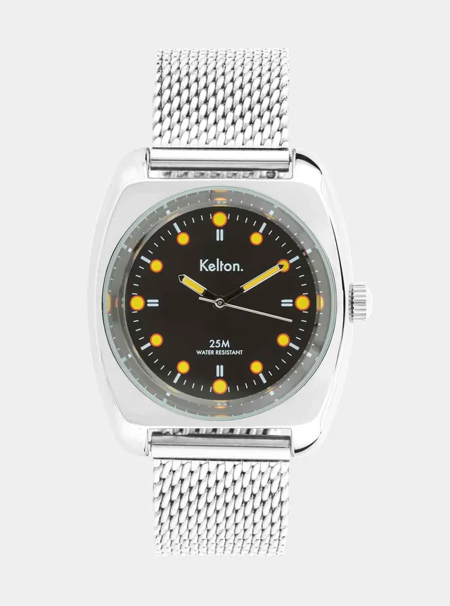 kelton-rc2-noir-jaune-mesh-montre-muscle-car-maille-milanaise image 1