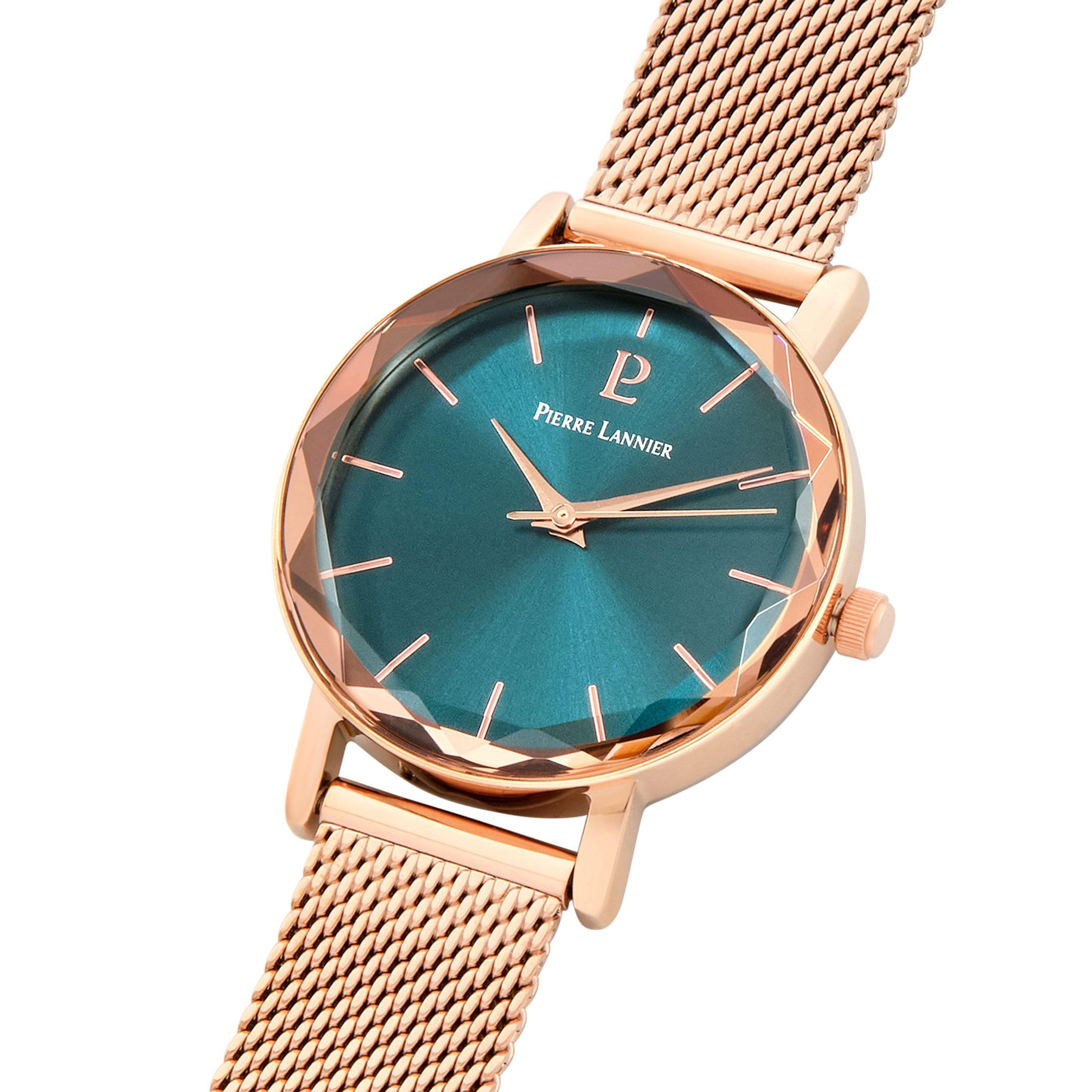 pierre-lannier-multiples-montre-femme-quartz-cadran-vert-bracelet-milanais-or-ro image 3