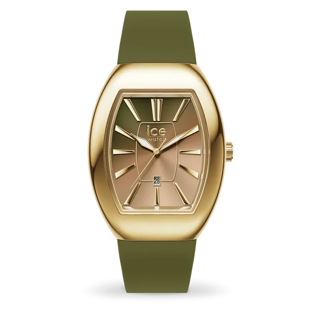 ice-watch-ice-dome-metal-olive-green-montre-femme-silicone-cadran-dor-dateur image 1
