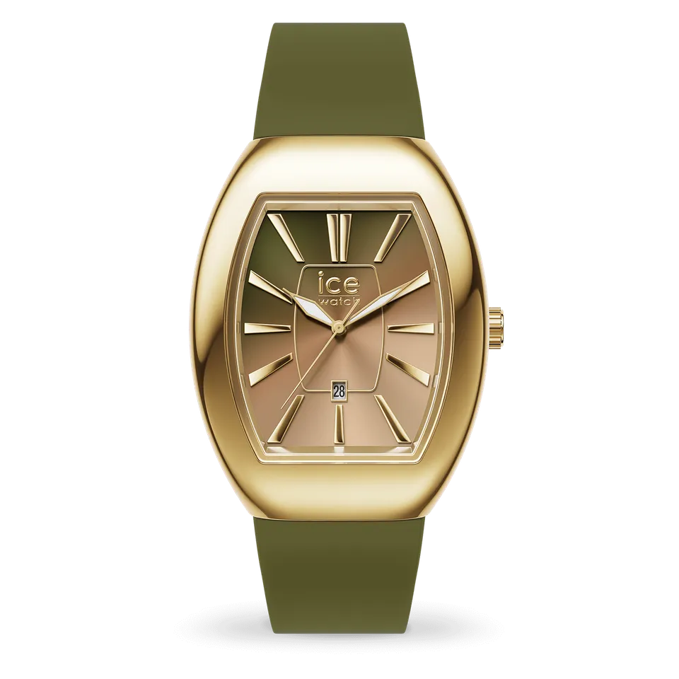 ice-watch-ice-dome-metal-olive-green-montre-femme-silicone-cadran-dor-dateur image 1