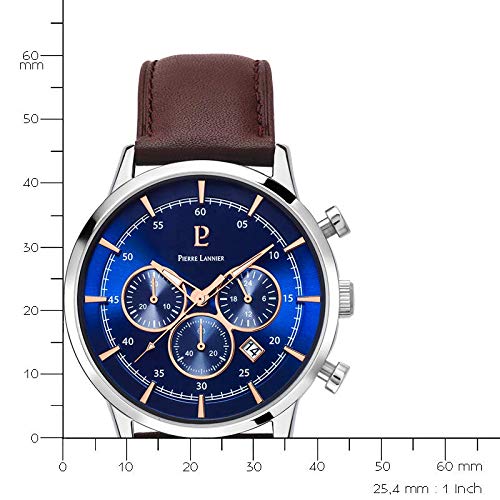 pierre-lannier-224g169-montre-homme-43-mm-bracelet-cuir-marron-cadran-argent image 8