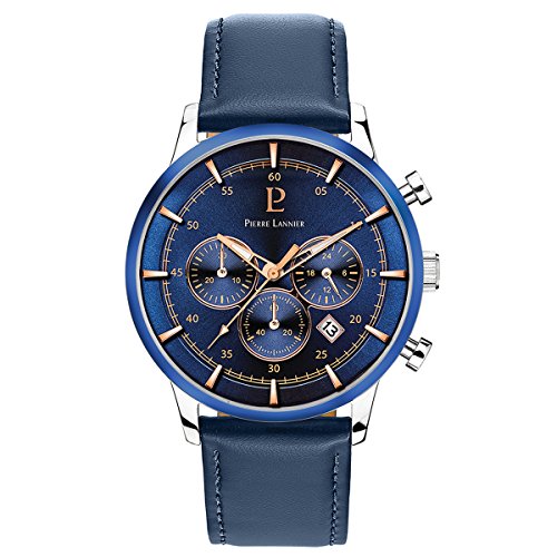 pierre-lannier-essential-224g166-montre-homme-bleue-43-mm-cuir-bleu image 5