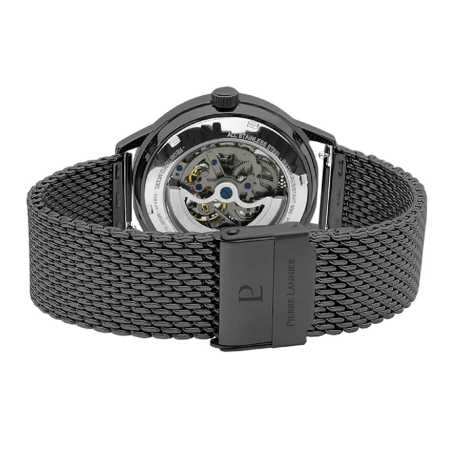 pierre-lannier-paddock-montre-automatique-maille-milanaise-noire image 4