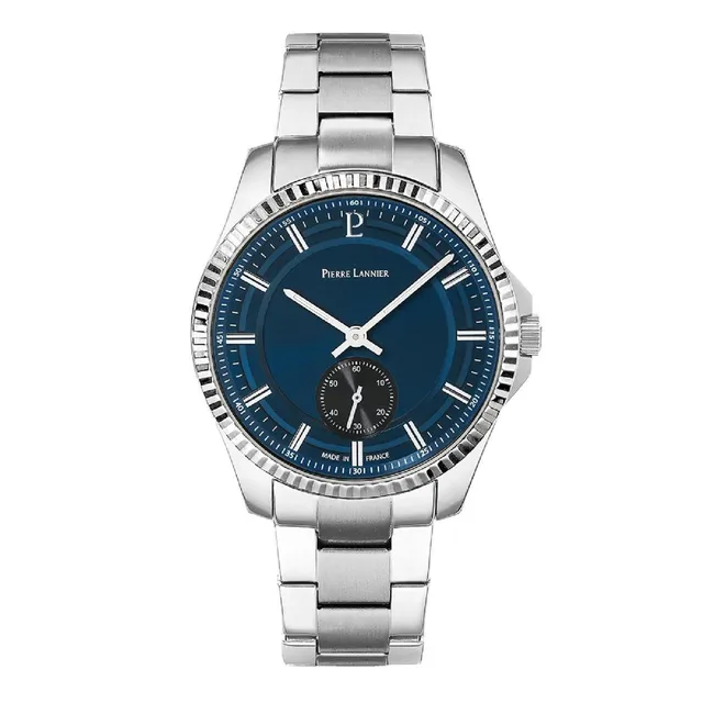 pierre-lannier-montre-metropolitain-seconde-excentr-e-acier-bicolore image 1