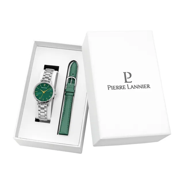 pierre-lannier-chouquette-montre-femme-quartz-30-mm-acier-cadran-vert-3-atm image 1