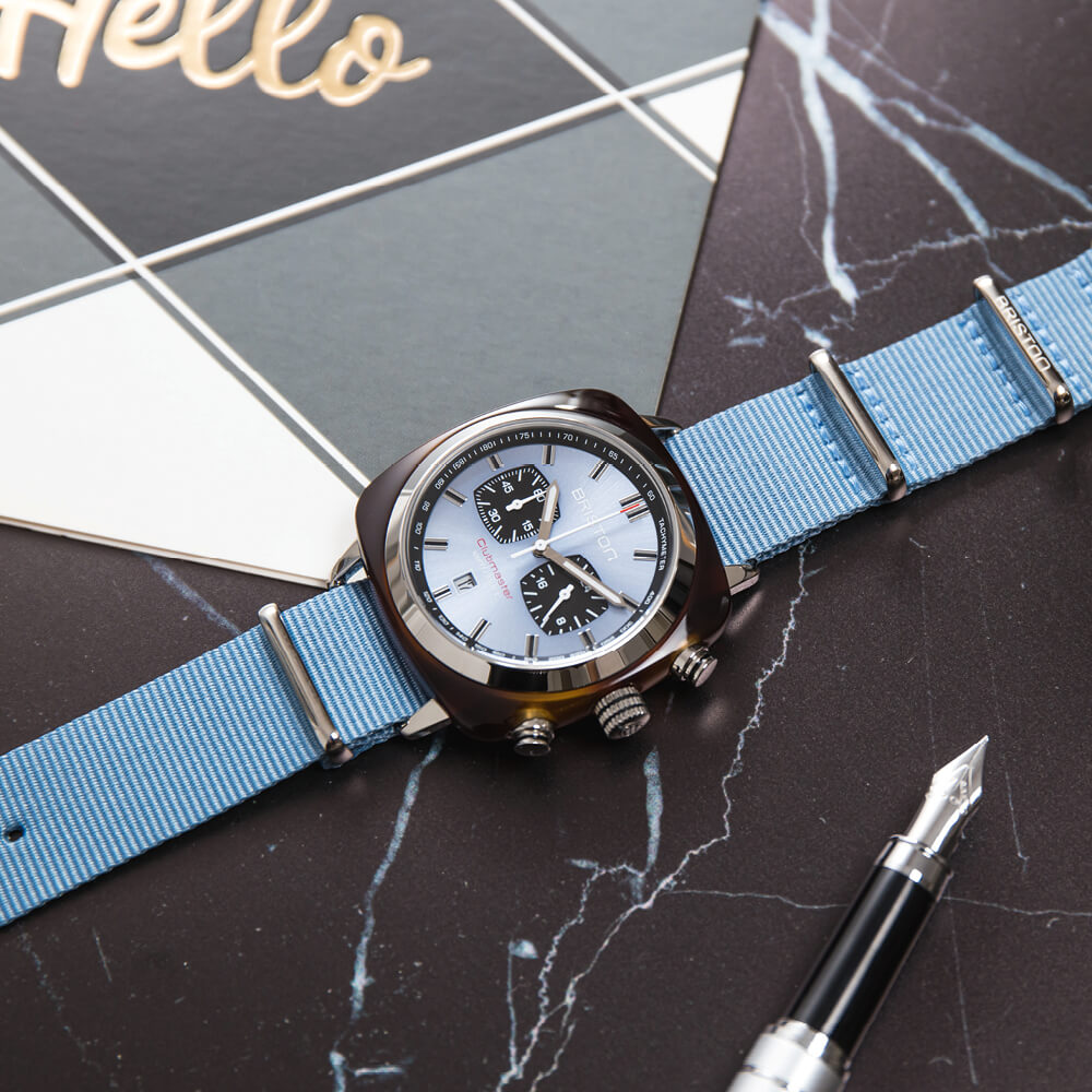briston-clubmaster-sport-chrono-montre-quartz-42-mm-bleu-glacier image 3
