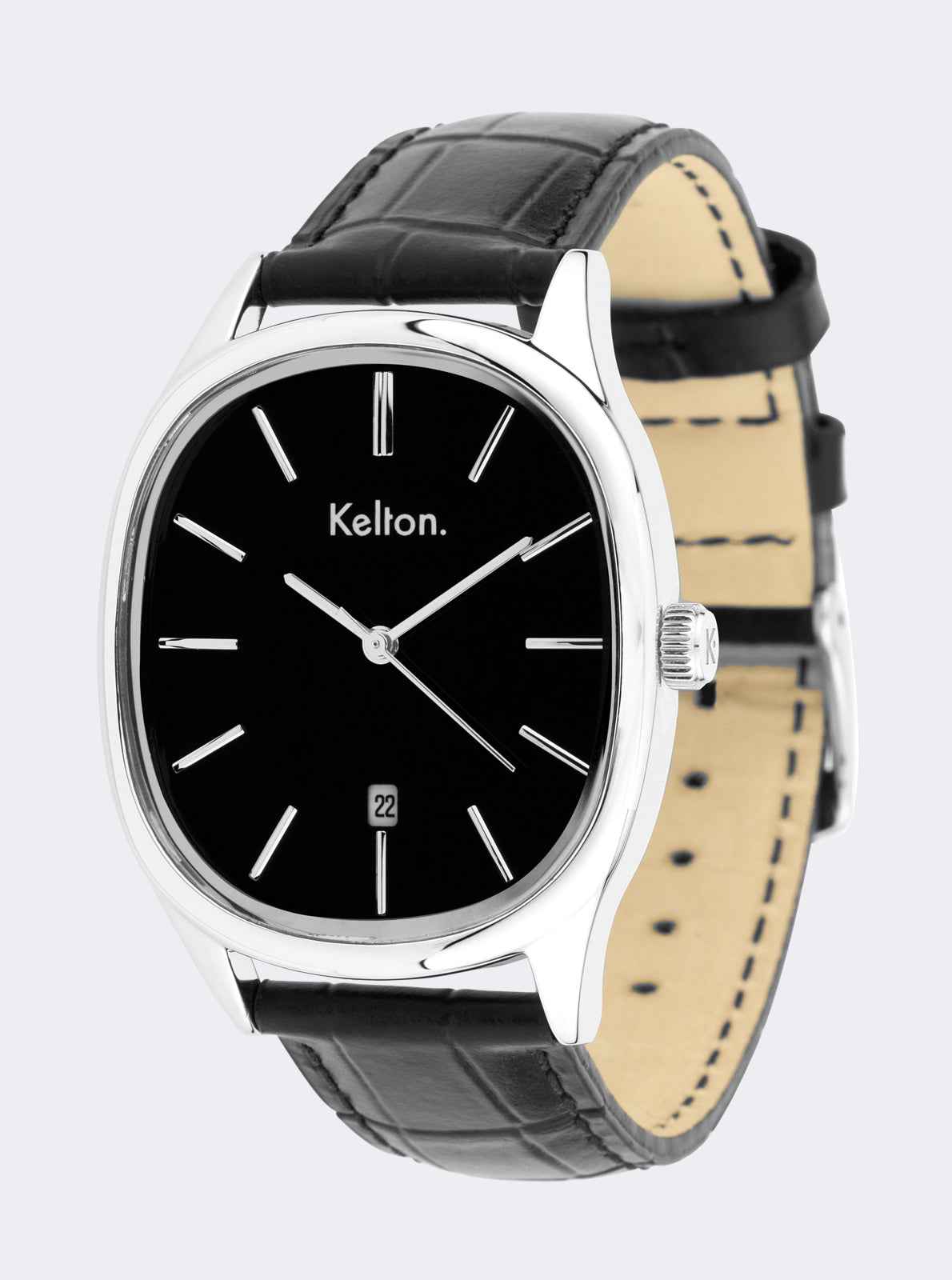 kelton-grande-colorama-noire-montre-35mm-date-acier image 2