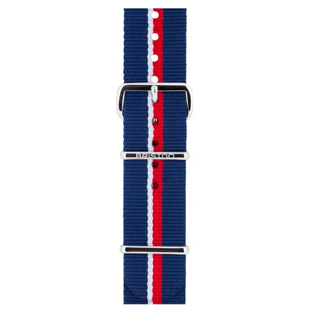 briston-bracelet-type-nato-20-mm-bleu-blanc-rouge-nylon-ray-interchangeable image 1