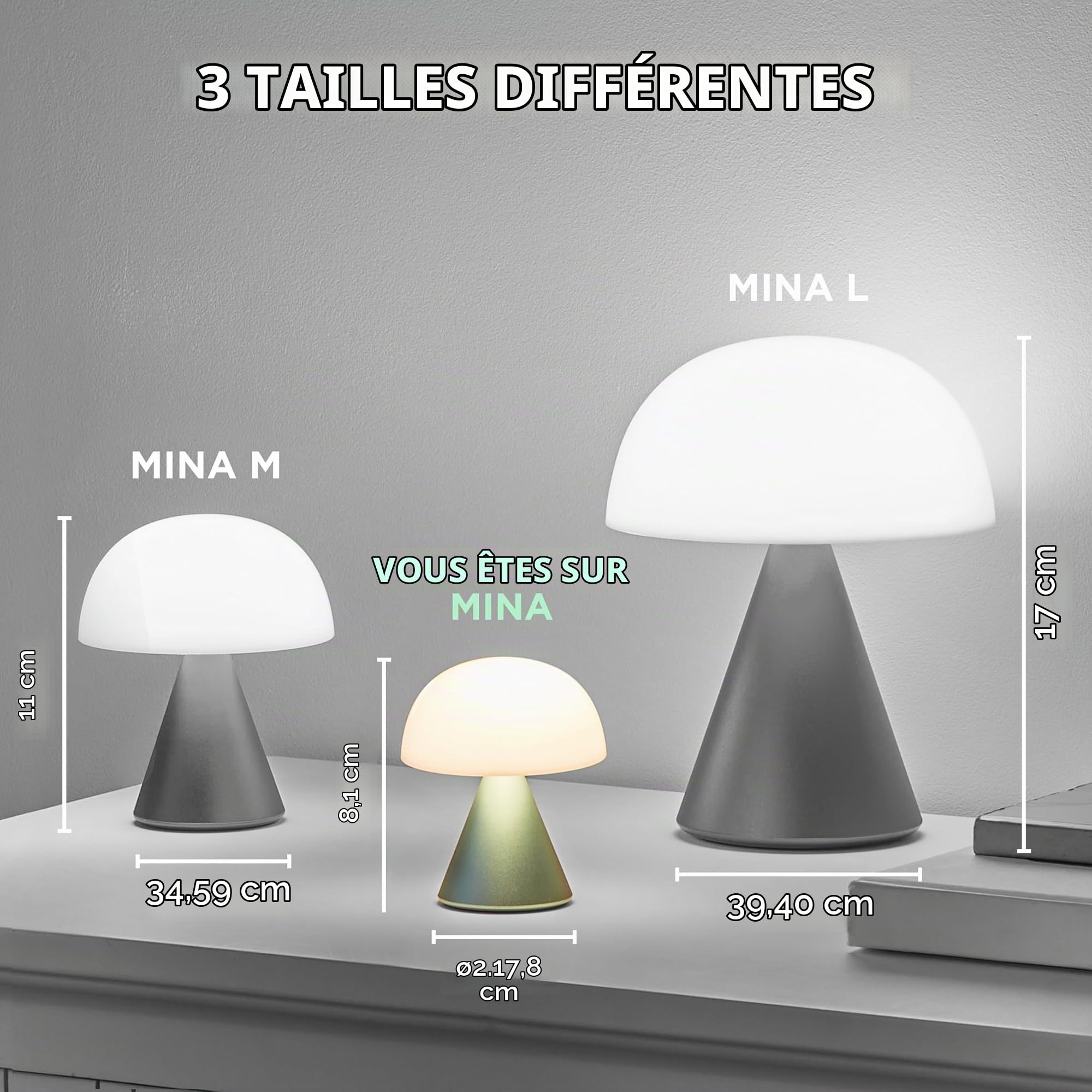 lexon-mina-mini-lampe-champignon-led-sans-fil-vert-sombre image 2