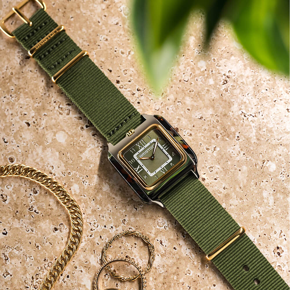 briston-streamliner-kennedy-spring-montre-hm-30-mm-gold-vert-olive image 2