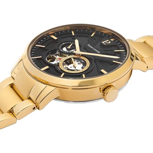 pierre-lannier-trio-montre-homme-cadran-noir-bracelet-acier-dor image 7