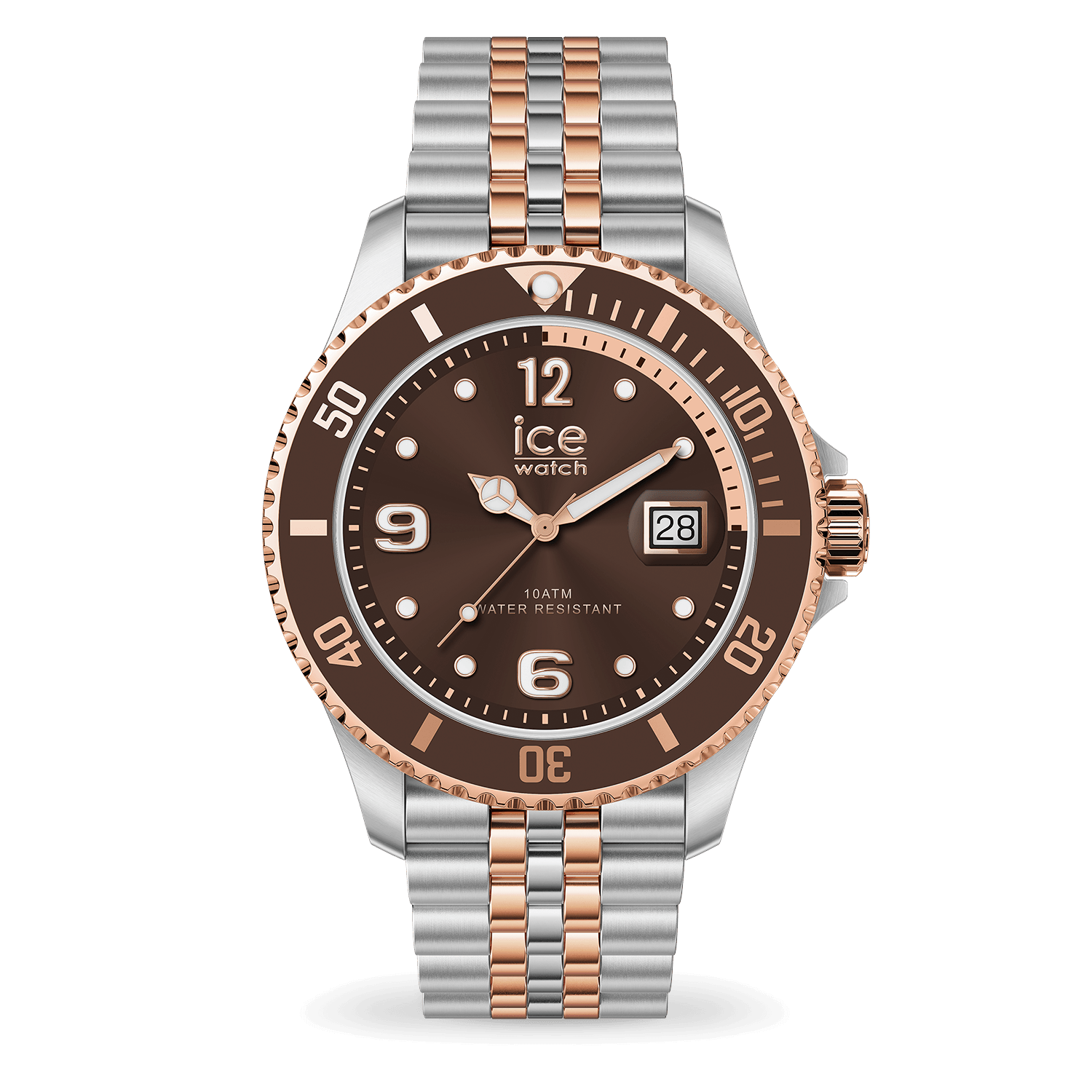 ice-watch-ice-steel-silver-rose-gold-cadran-chocolat-montre-acier image 1