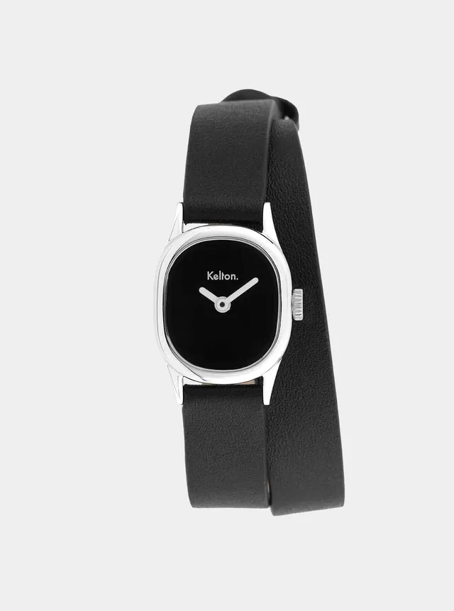 kelton-minicolo-montre-bijou-noire-bo-tier-ellipso-de-bracelet-double-tour image 1