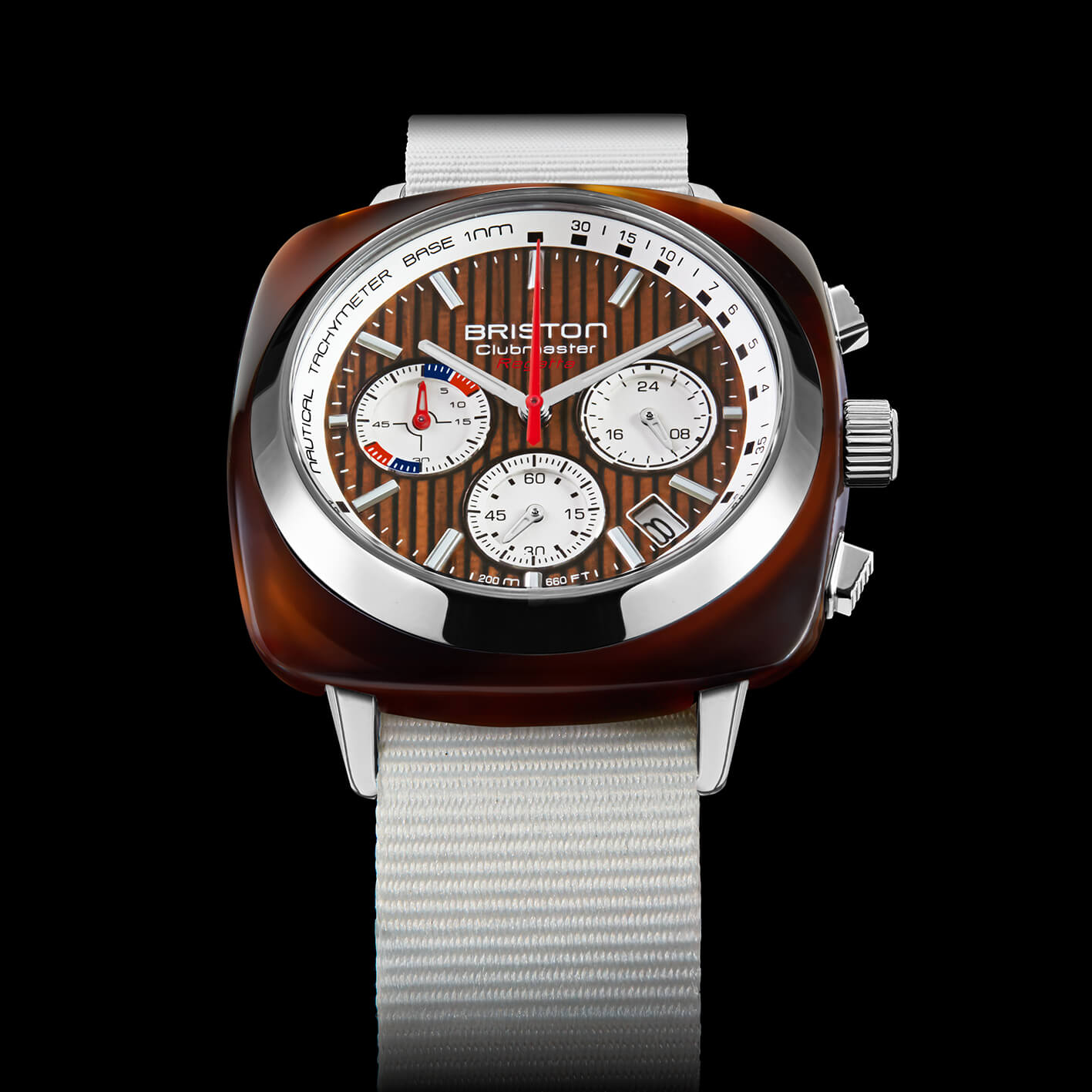 briston-clubmaster-regatta-chronographe-42-mm-noyer-blanc image 2