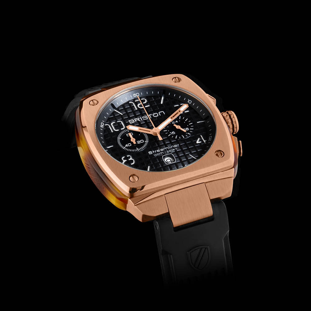 briston-streamliner-urban-chrono-42-mm-gold-noir-montre-chronographe-quartz image 2