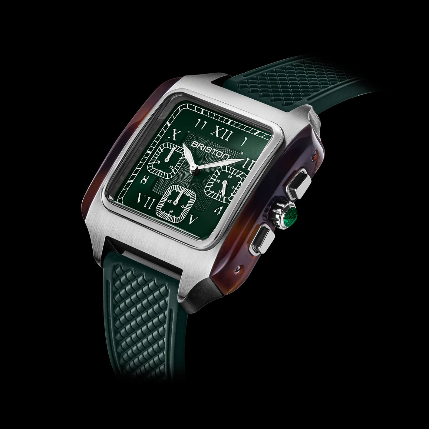 briston-streamliner-kennedy-chrono-montre-quartz-38-5-mm-vert image 2